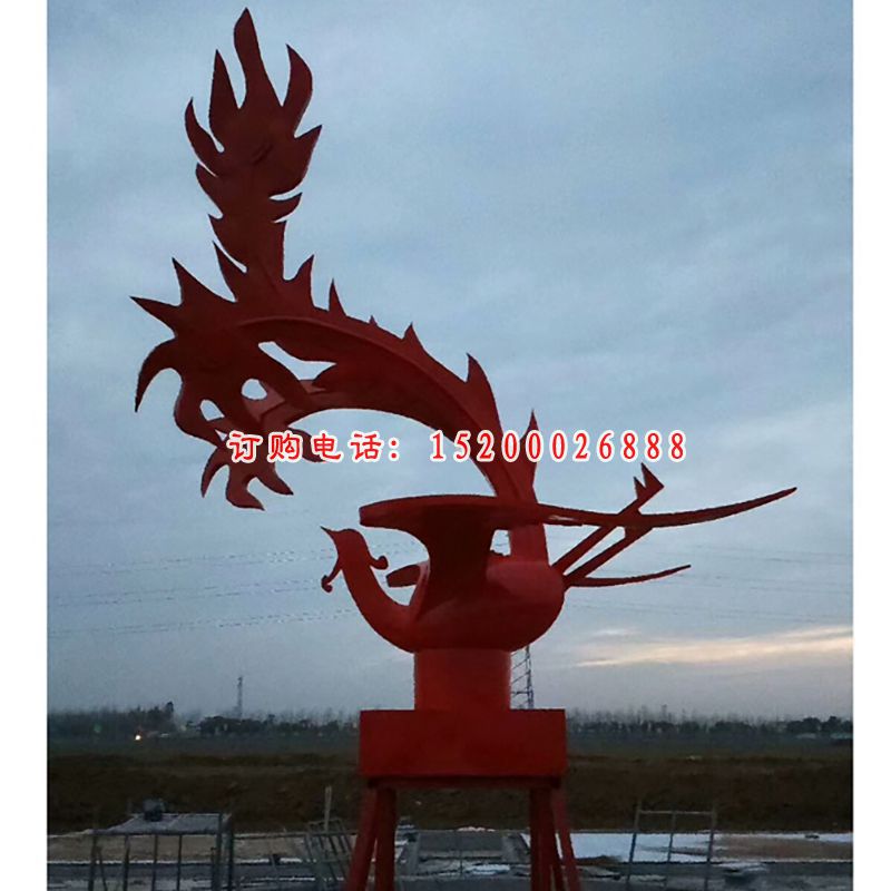不锈钢抽象凤凰   广场景观雕塑 (1)