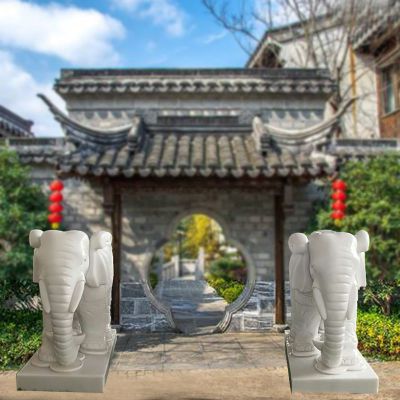 汉白玉门口大象 镇宅大象石雕