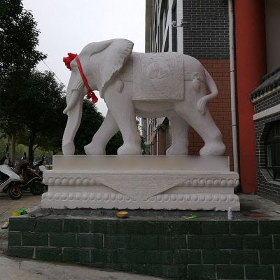 企业门口石雕，大象石雕