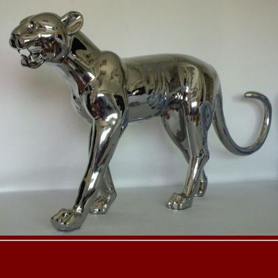不锈钢猎豹雕塑，不锈钢动物雕塑