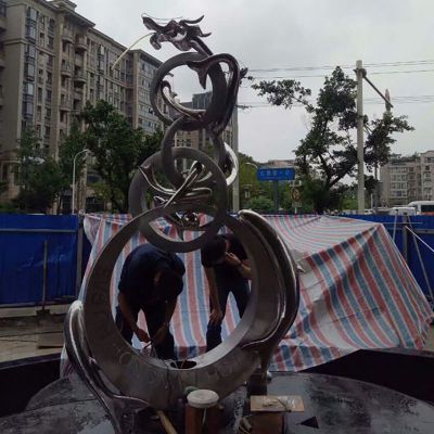 不锈钢抽象飞龙  广场景观雕塑