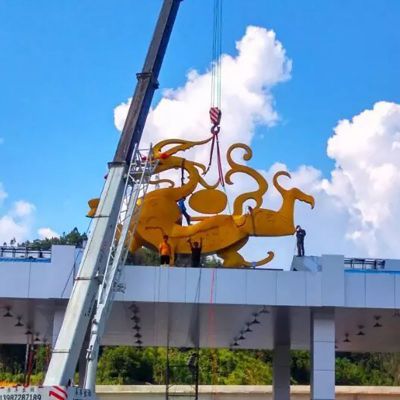 不锈钢抽象龙城市标志雕塑