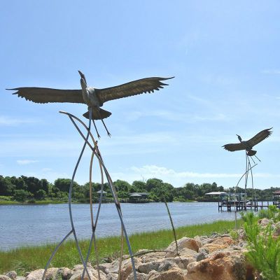 不锈钢飞翔的仙鹤雕塑