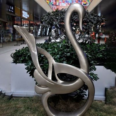 步行街商场不锈钢抽象天鹅雕塑