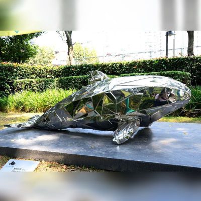 镜面不锈钢抽象海豚雕塑