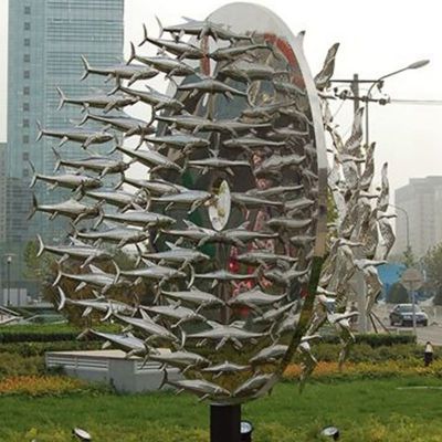不锈钢飞鸟和鱼雕塑