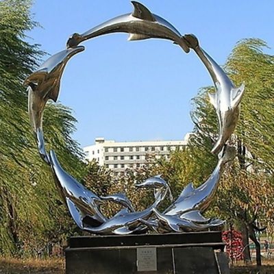 公园不锈钢海豚雕塑
