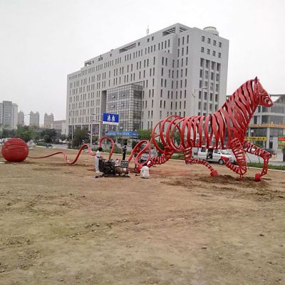 不锈钢毛线马雕塑，广场不锈钢雕塑