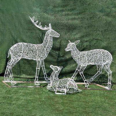 不锈钢镂空鹿雕塑，广场景观雕塑