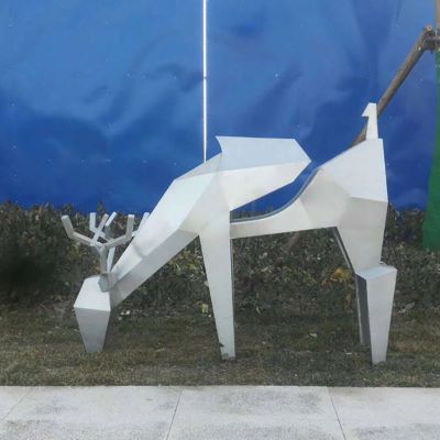 不锈钢不规则梅花鹿   公园动物雕塑