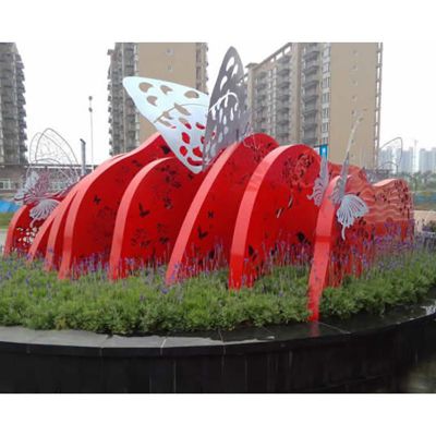 不锈钢蝴蝶景观雕塑，小区景观雕塑