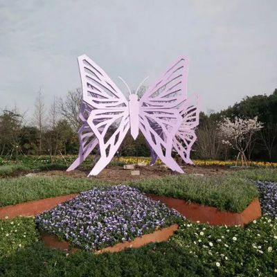 景区不锈钢抽象蝴蝶雕塑