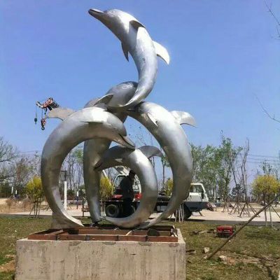 公园不锈钢动物海豚雕塑