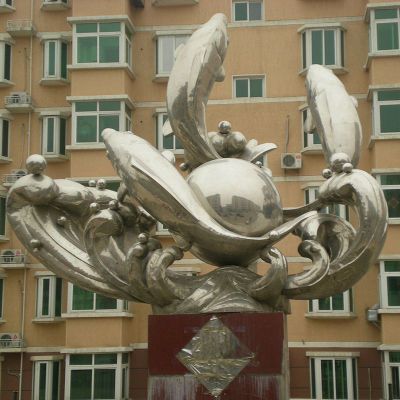 小区不锈钢鲤鱼浪花雕塑