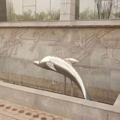 不锈钢水景海豚雕塑