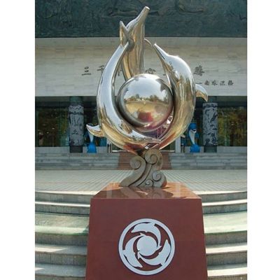 企业不锈钢海豚雕塑