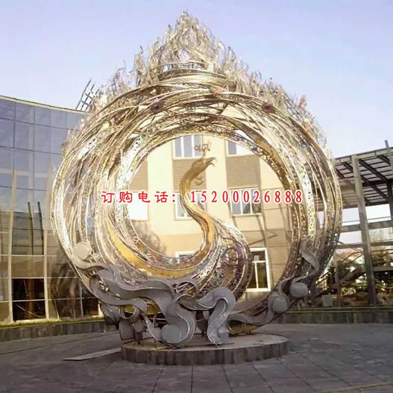 不锈钢凤凰雕塑，广场凤凰不锈钢雕塑 (1)