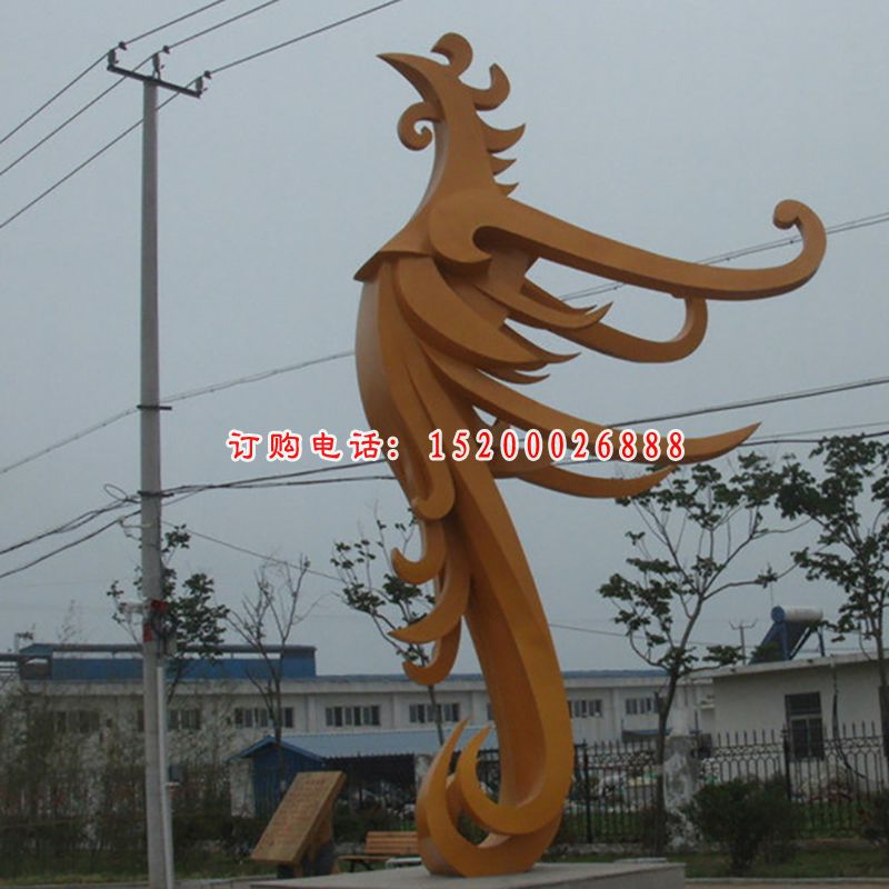 不锈钢凤凰雕塑，广场景观不锈钢雕塑