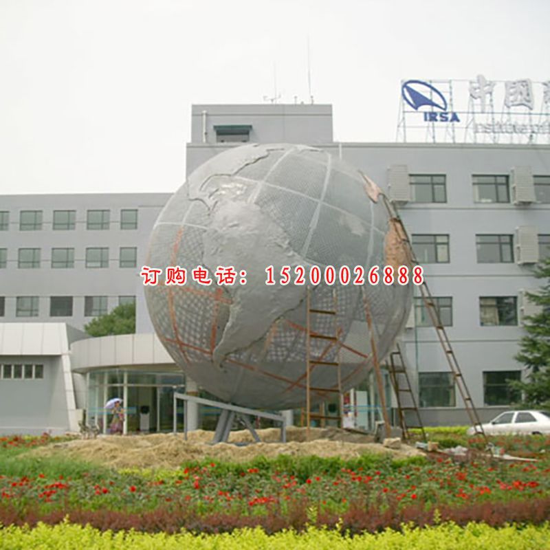不锈钢地球雕塑可转动304不锈钢材质地球仪 (3)