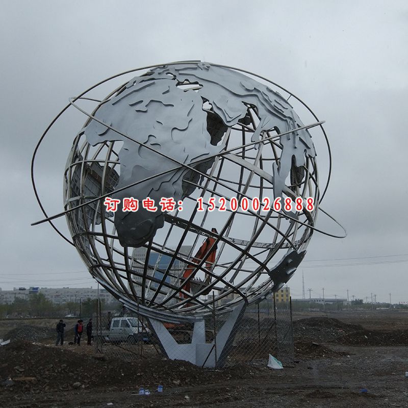 大型地球仪雕塑，不锈钢广场雕塑 (1)