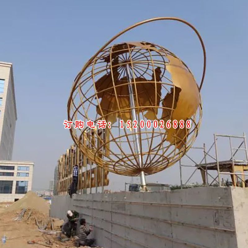 不锈钢地球仪雕塑，广场地球仪不锈钢雕塑 (1)