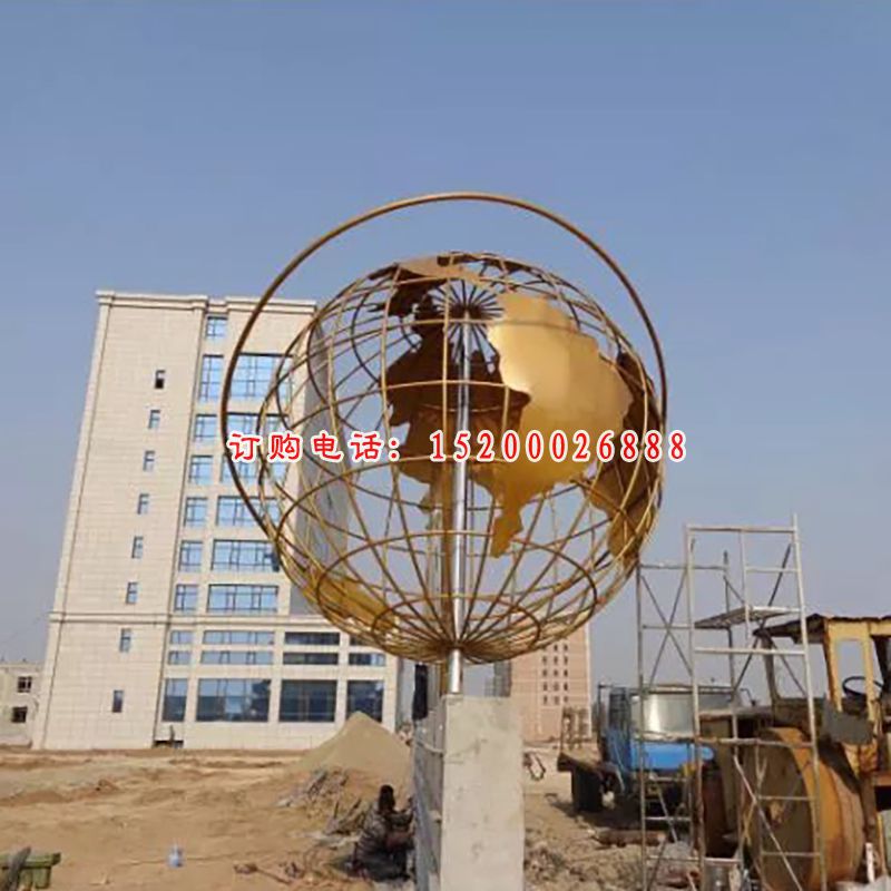 不锈钢地球仪雕塑，广场地球仪不锈钢雕塑 (2)