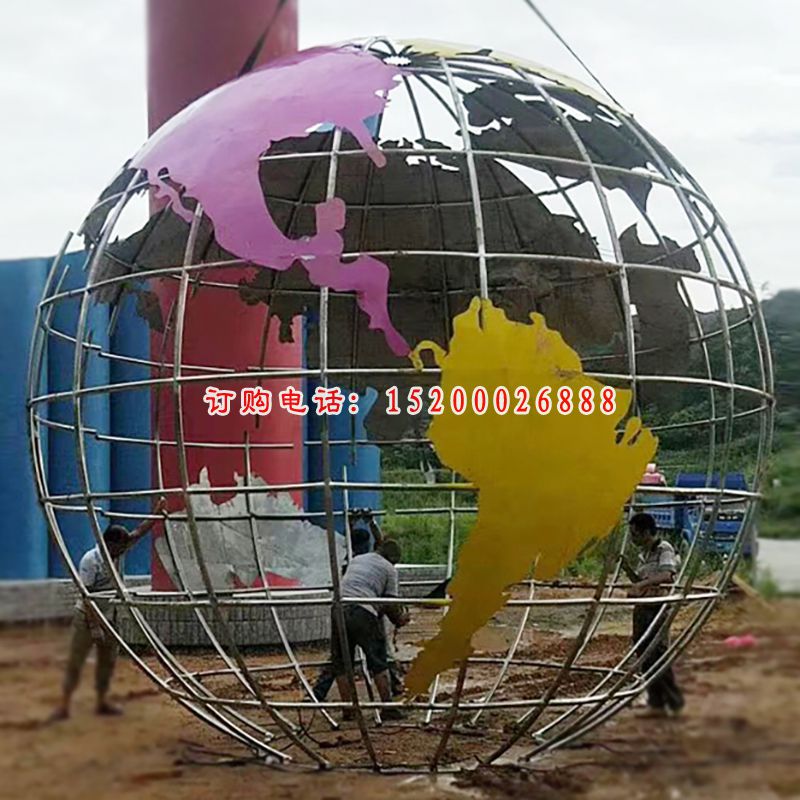 不锈钢地球仪雕塑，公园景观雕塑