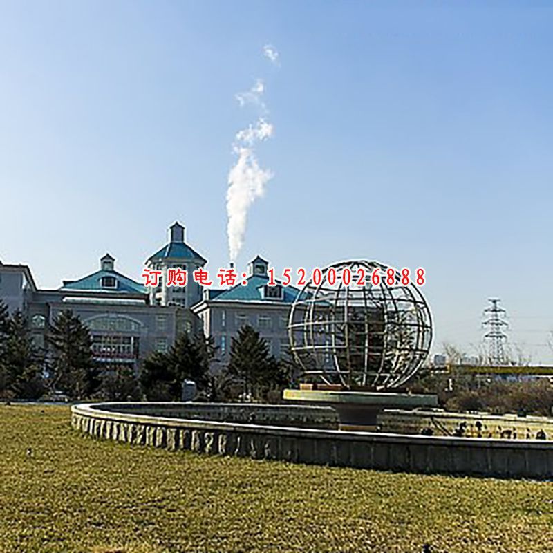 不锈钢地球仪雕塑，工厂不锈钢雕塑 (2)