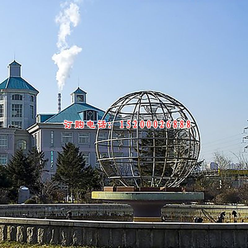 不锈钢地球仪雕塑，工厂不锈钢雕塑 (1)