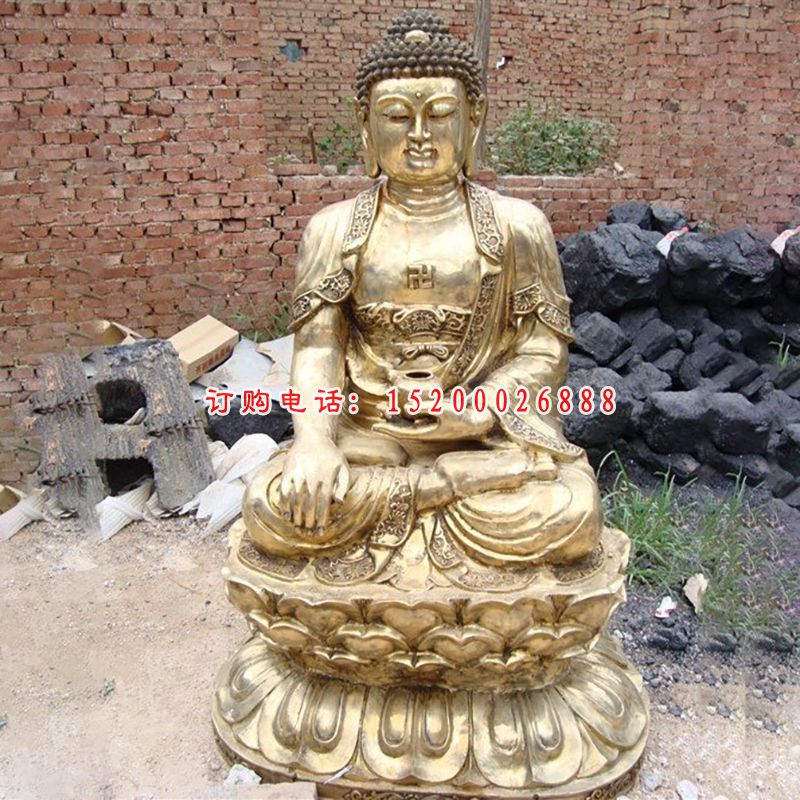 鎏金铜佛祖雕塑，如来佛祖铜雕 (5)
