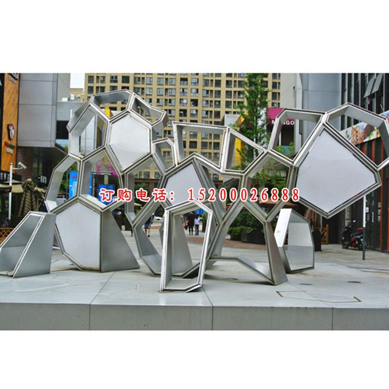 不锈钢抽象空心   商业街景观雕塑