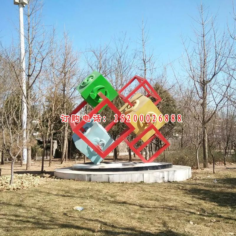 不锈钢方框雕塑，公园景观雕塑
