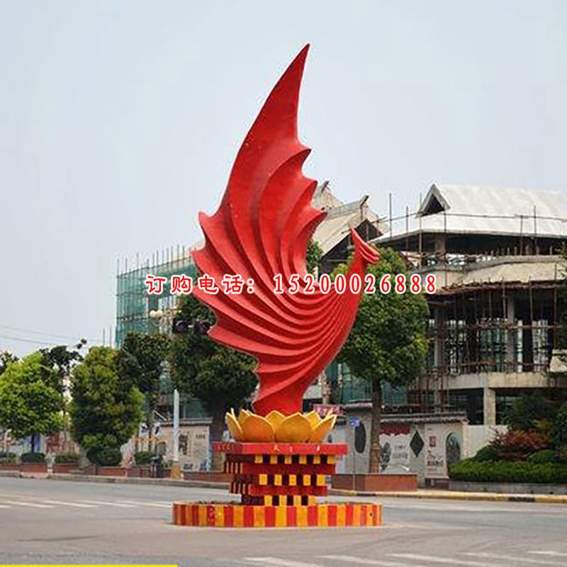 不锈钢凤凰  广场景观雕塑 (1)