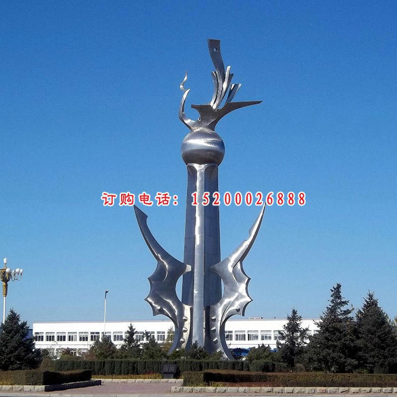 不锈钢凤舞九天雕塑抽象凤凰雕塑