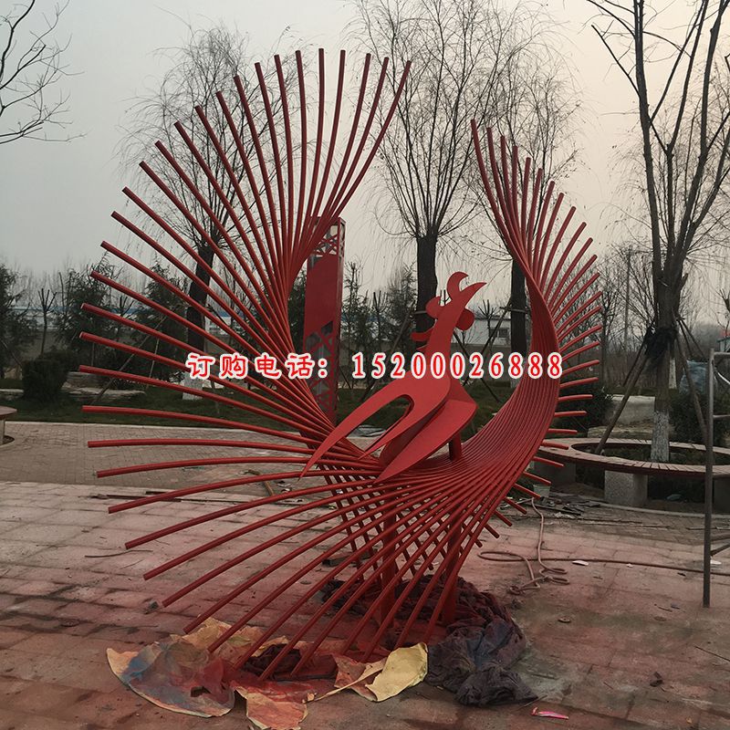 抽象凤凰雕塑，小区不锈钢雕塑