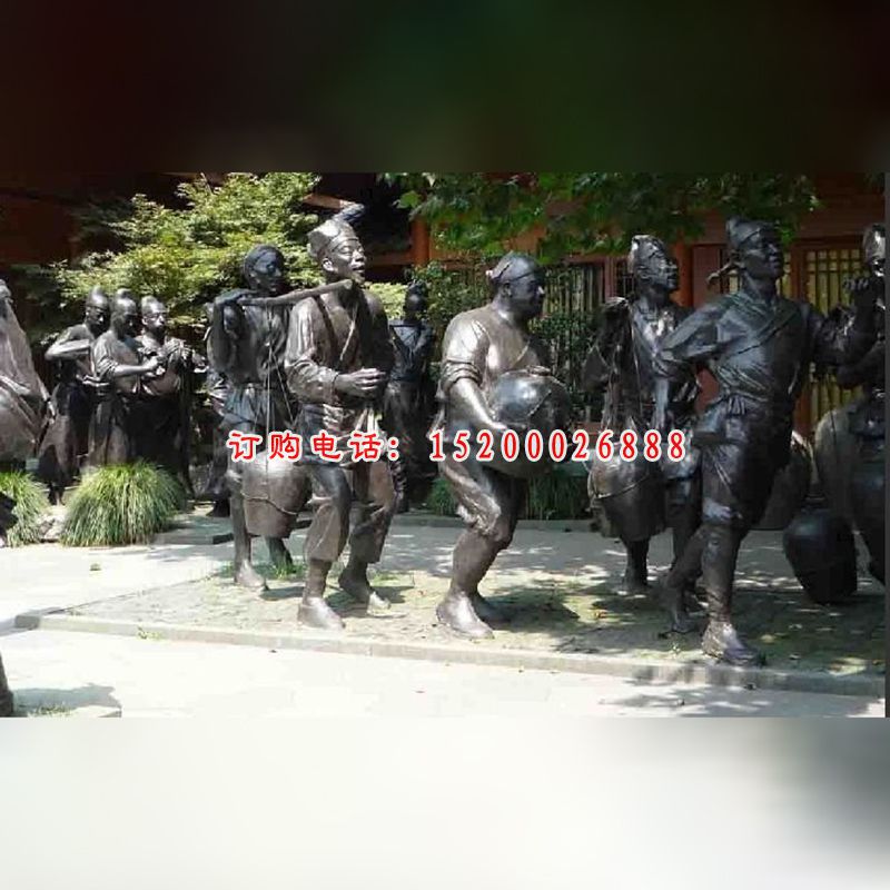 古人排队打酒铜雕，公园小品铜雕