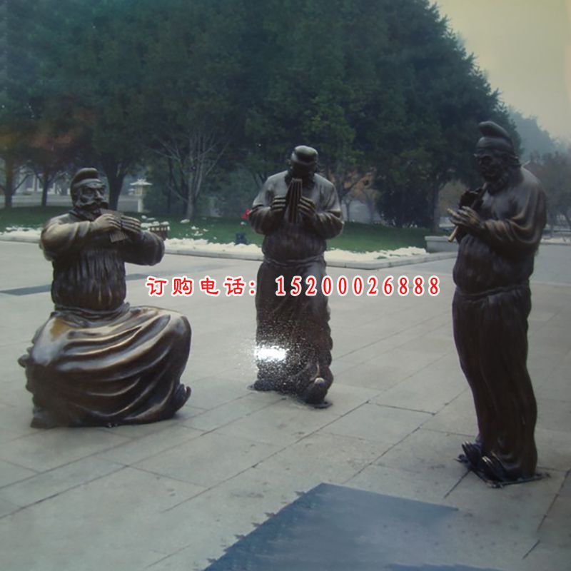 古人吹奏铜雕，广场小品铜雕