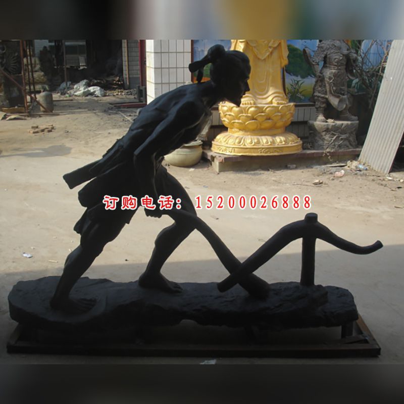 古人耕地铜雕，公园小品铜雕(1)