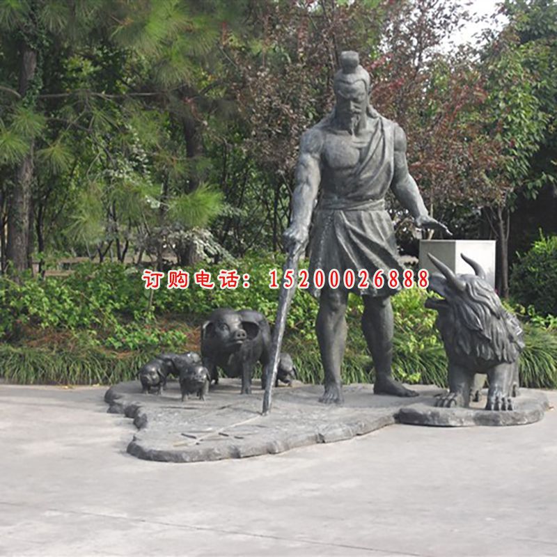 铸铜播种雕塑，铸铜农门雕塑