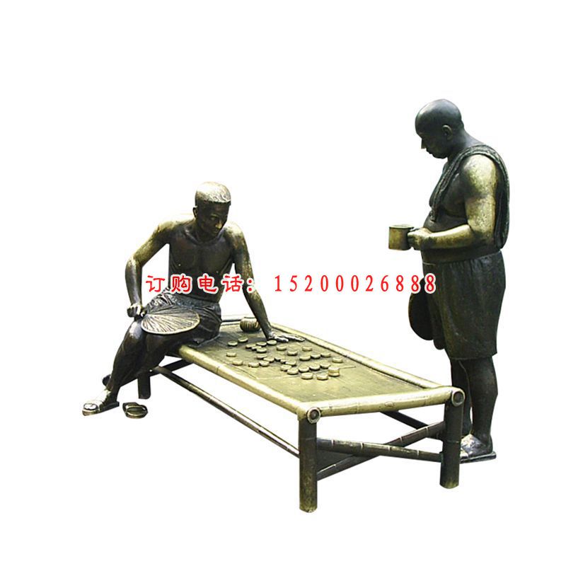 下象棋雕塑，街头景观铜雕 (2)