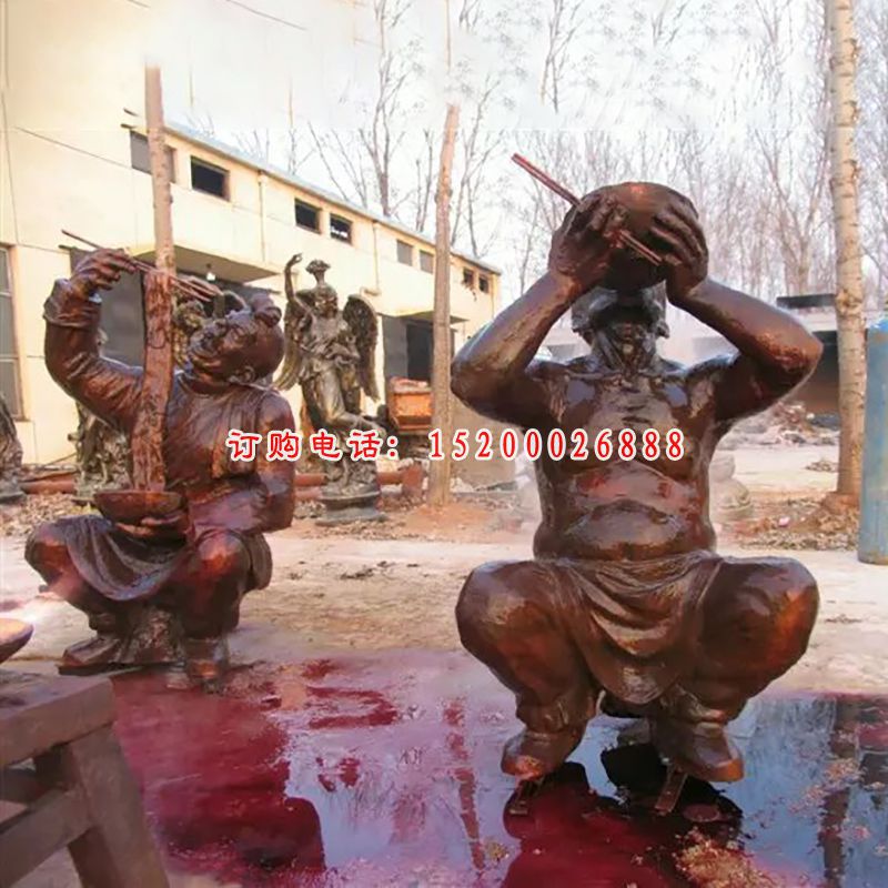 吃拉面铜雕，广场小品铜雕 (1)