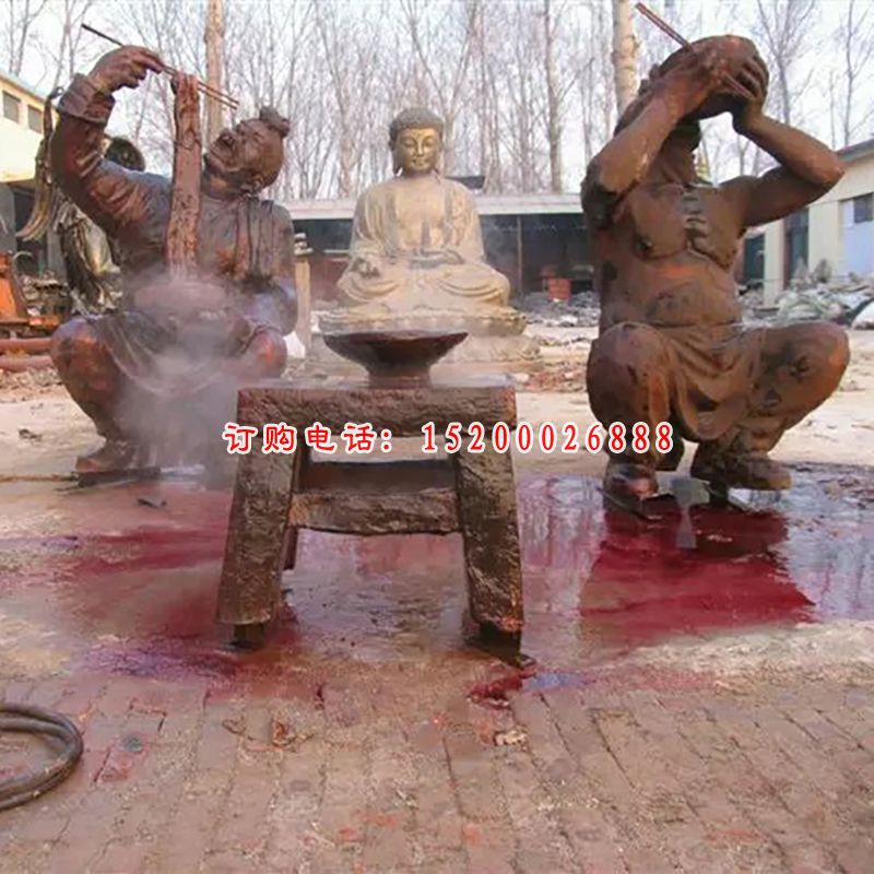 吃拉面铜雕，广场小品铜雕 (3)