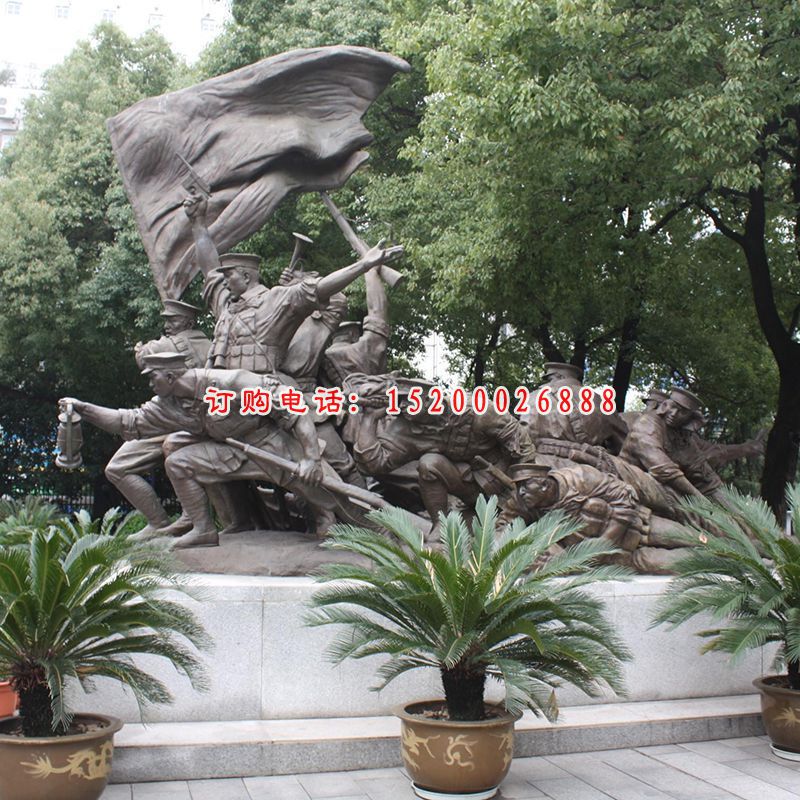 冲锋人物铜雕，革命战士铜雕