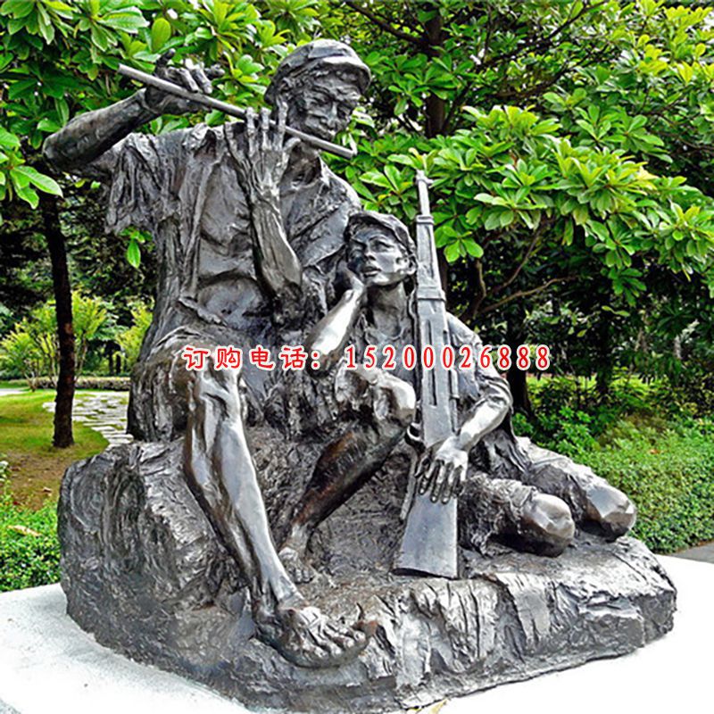 吹笛子的人物铜雕，公园人物雕塑