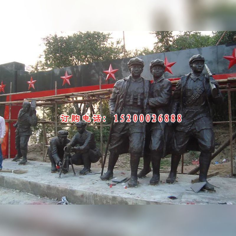 红军打仗铜雕，广场红军人物铜雕