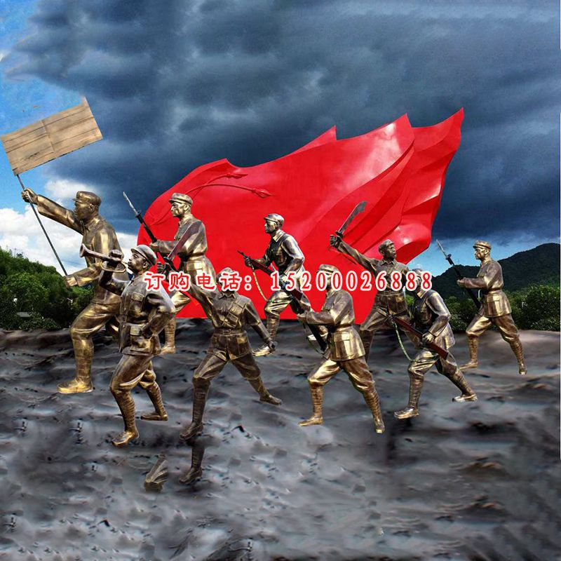 抗日红军人物铜雕，革命人物雕塑