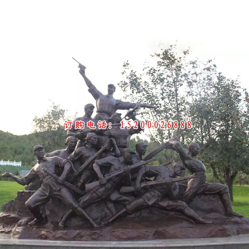 抗战时期人物铜雕，广场纪念铜雕