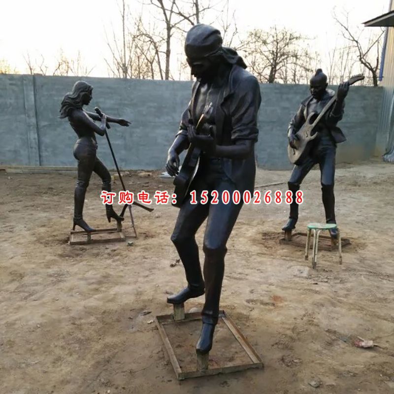 乐队演奏铜雕，广场人物雕塑 (4)