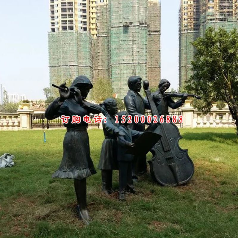 乐队演奏铜雕，园林景观铜雕，公园小品铜雕 (2)