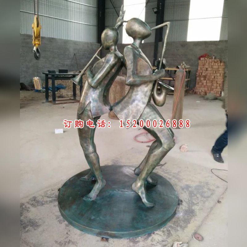 人物演奏铜雕，抽象人物雕塑 (2)